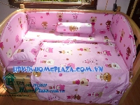 Chăn ga gối quây cũi Hàn Quốc gấu hồng HPK18
